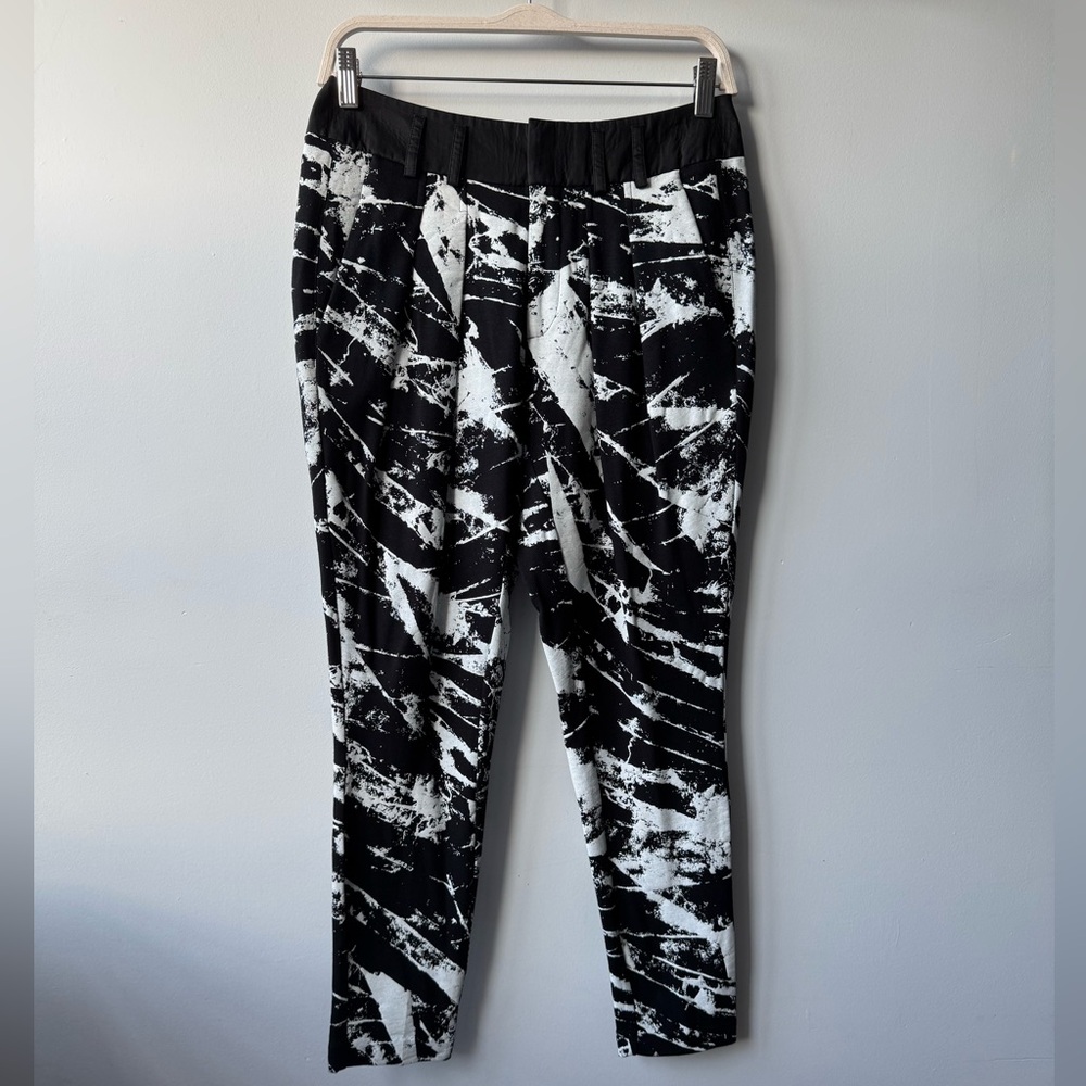 Helmut Lang Marble Print Slim Trousers - Black & White - Size S/P